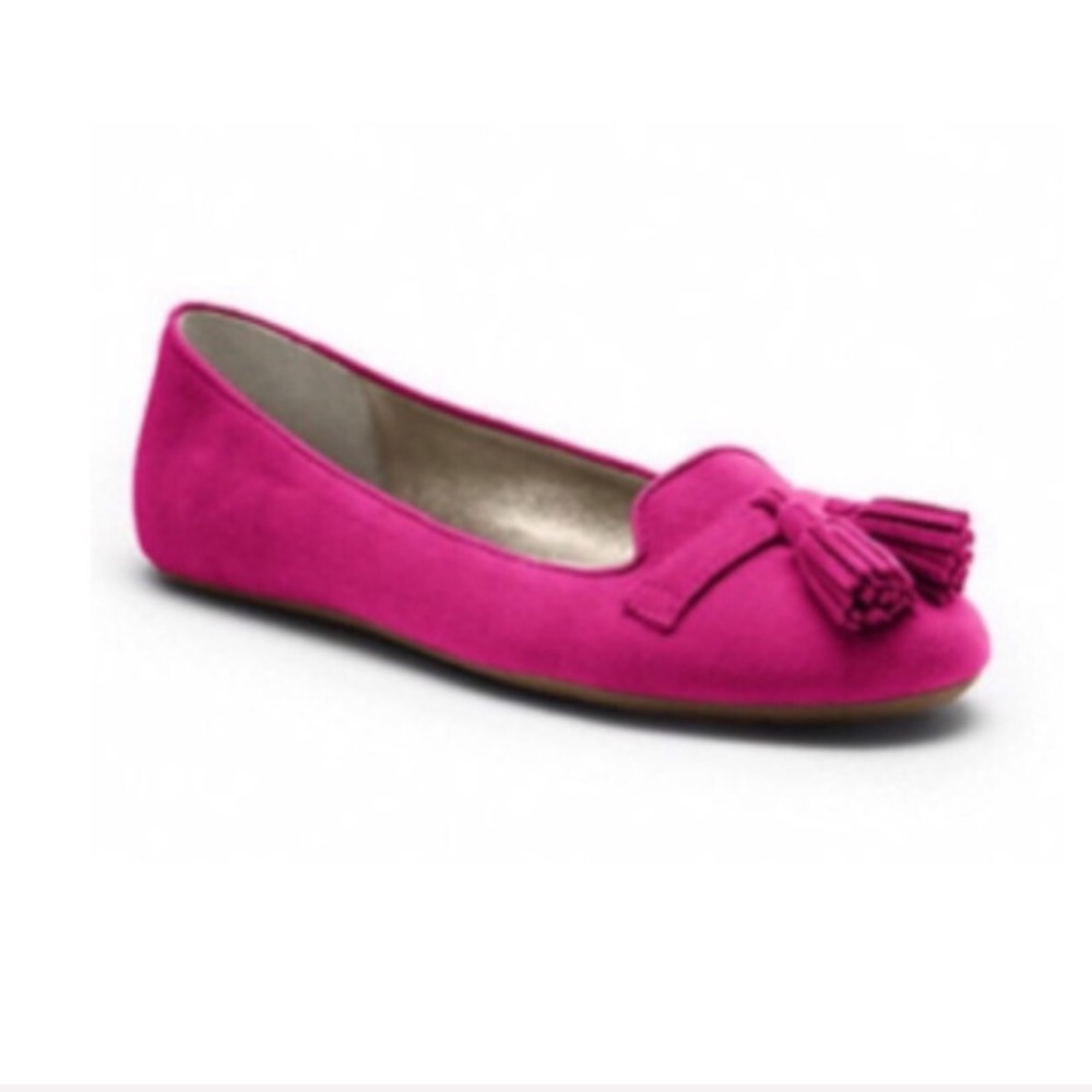Coach Deedra Pink Suede Tassel Flats